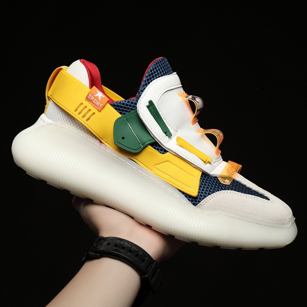 Thick-Soled Men's Breathable Soft Mesh Sports Casual Shoes Trendy Colorful