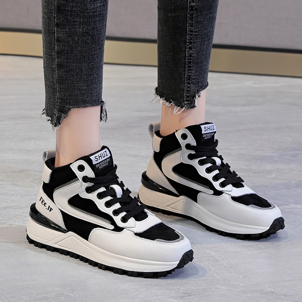 Women's Plus Velvet Color Matching Warm and Thick Bottom Casual Shoes